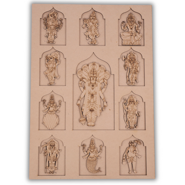 Pre Marked MDF Jharokha - Dashavtar